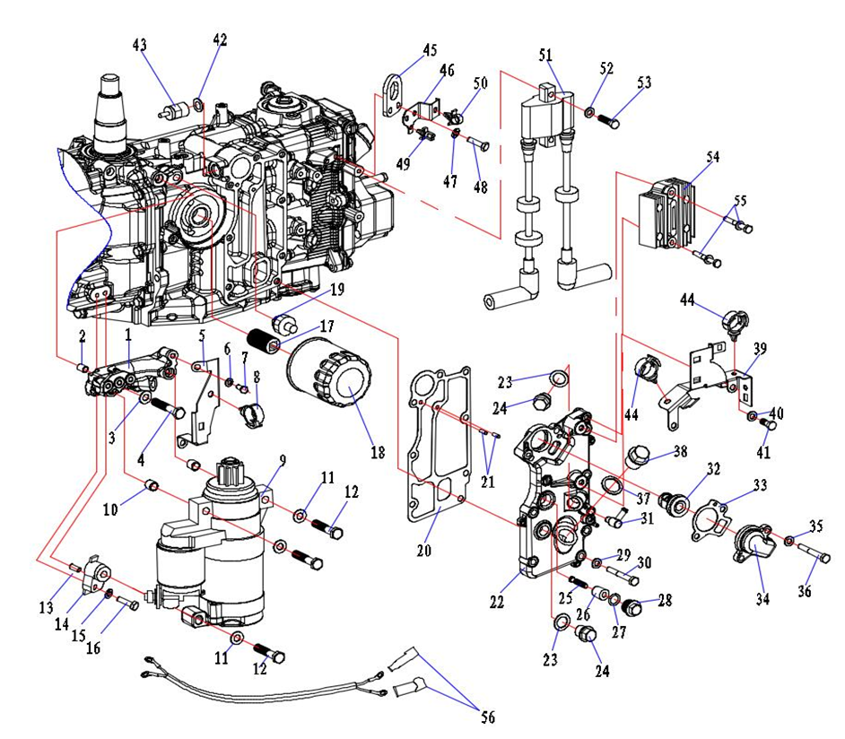 запчасти Купить Двигатель 2  на лодочный мотор Микатсу (Mikatsu) MF30FEL